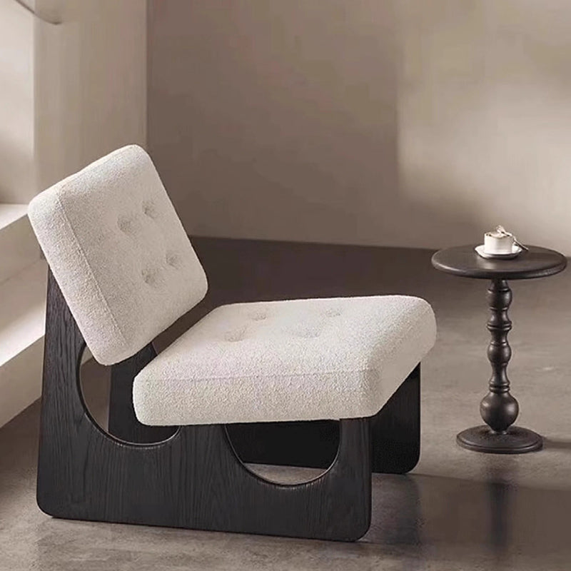 Contemporary Retro Rectangular Cushion Microfiber Leather Solid Wood Accent Chair Backrest For Living Room