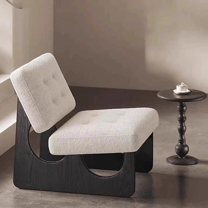Contemporary Retro Rectangular Cushion Microfiber Leather Solid Wood Accent Chair Backrest For Living Room