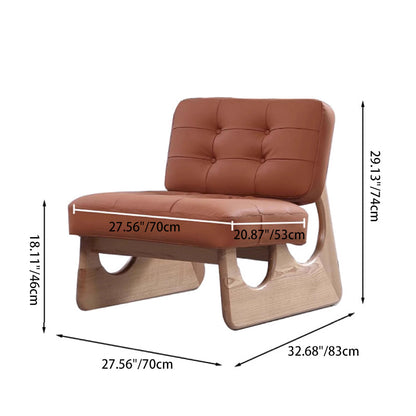 Contemporary Retro Rectangular Cushion Microfiber Leather Solid Wood Accent Chair Backrest For Living Room