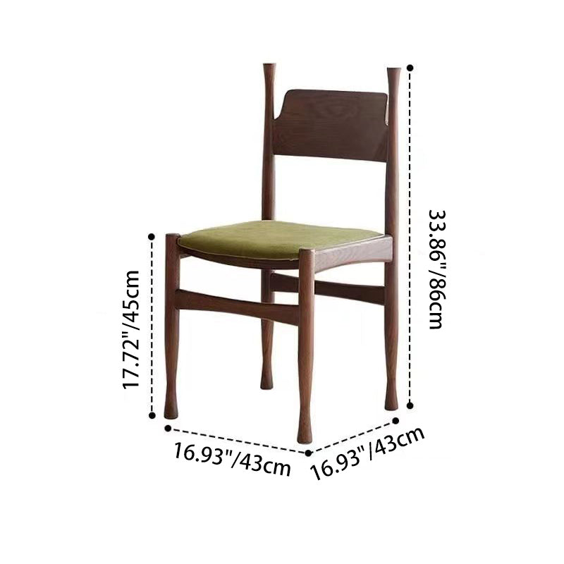 Traditional Vintage Square Rubberwood Velvet Sponge Dining Chair Backrest Armless For Living Room