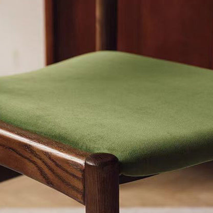 Traditional Vintage Square Rubberwood Velvet Sponge Dining Chair Backrest Armless For Living Room