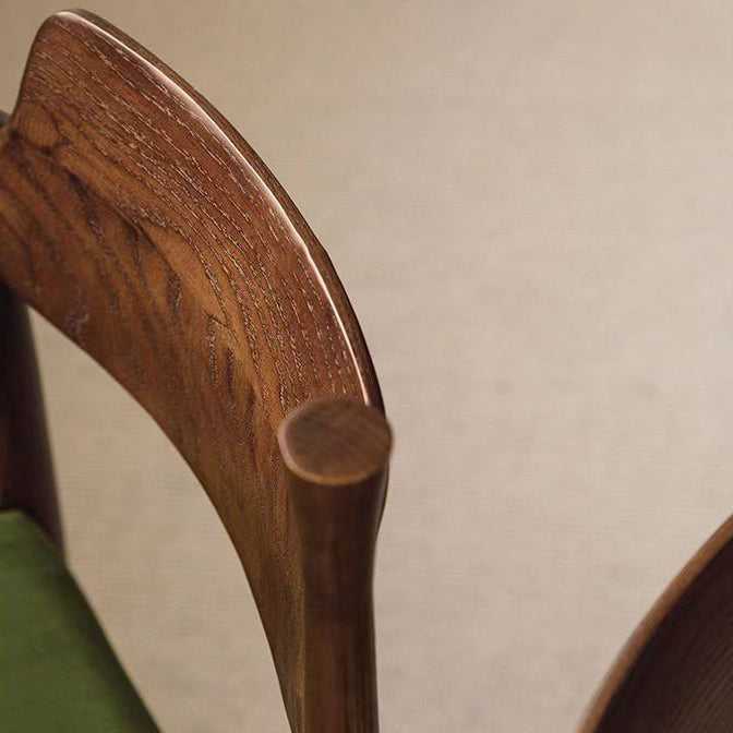 Traditional Vintage Square Rubberwood Velvet Sponge Dining Chair Backrest Armless For Living Room
