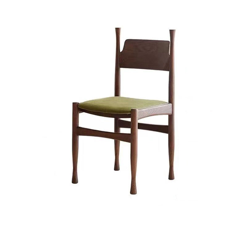 Traditional Vintage Square Rubberwood Velvet Sponge Dining Chair Backrest Armless For Living Room