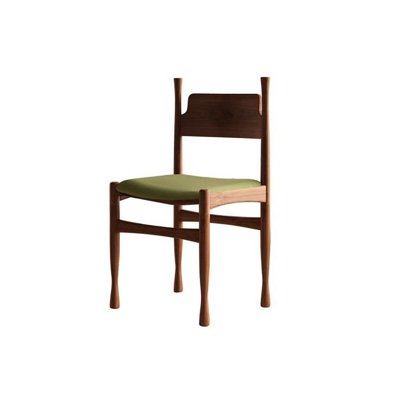 Traditional Vintage Square Rubberwood Velvet Sponge Dining Chair Backrest Armless For Living Room