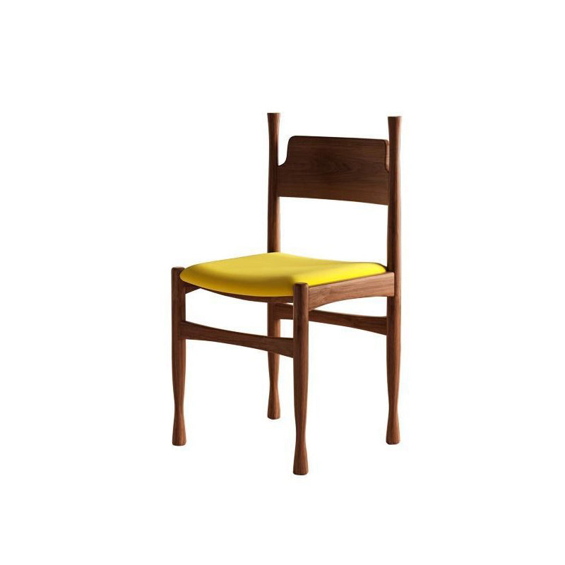 Traditional Vintage Square Rubberwood Velvet Sponge Dining Chair Backrest Armless For Living Room