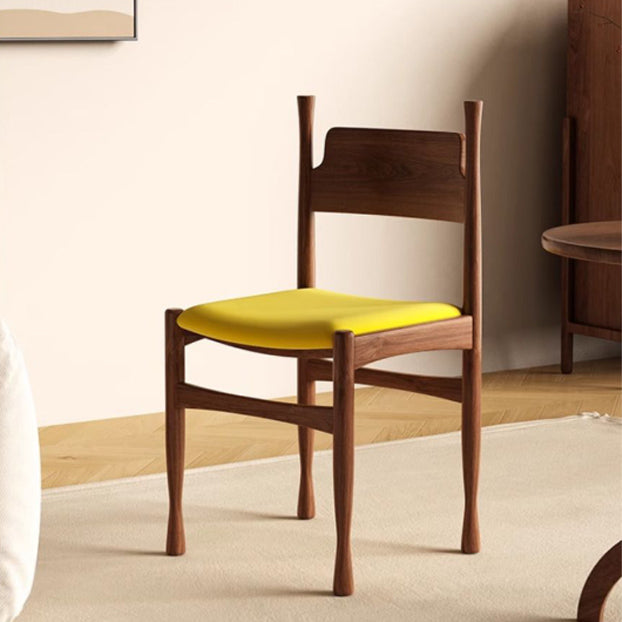 Traditional Vintage Square Rubberwood Velvet Sponge Dining Chair Backrest Armless For Living Room