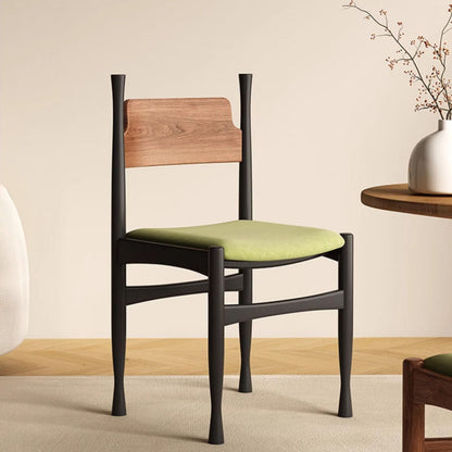 Traditional Vintage Square Rubberwood Velvet Sponge Dining Chair Backrest Armless For Living Room