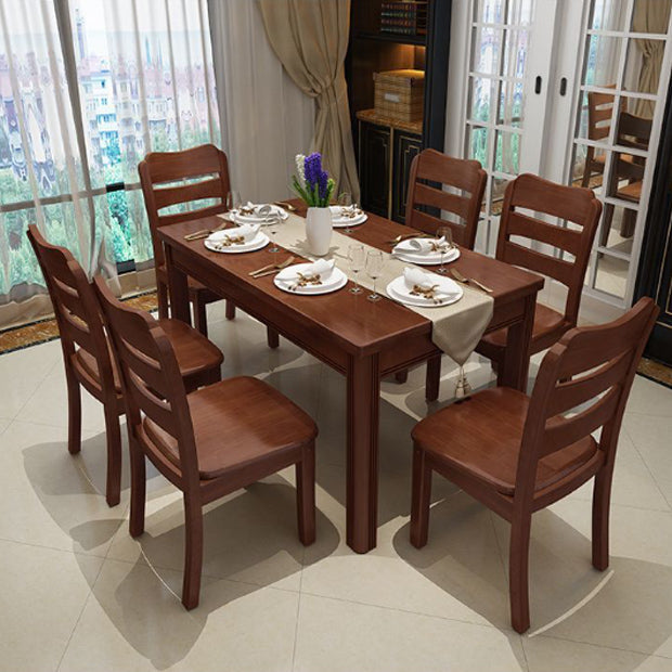 Modern Minimalist Square Rubberwood Dining Chair Backrest Armless For Living Room