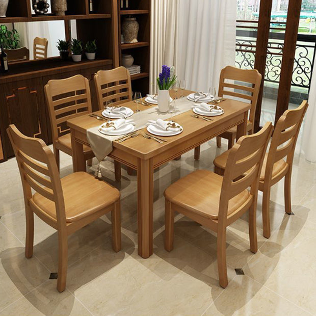 Modern Minimalist Square Rubberwood Dining Chair Backrest Armless For Living Room