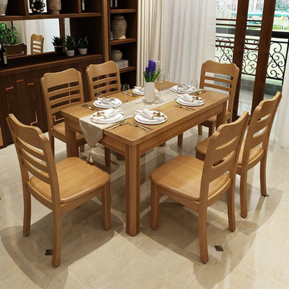 Modern Minimalist Square Rubberwood Dining Chair Backrest Armless For Living Room