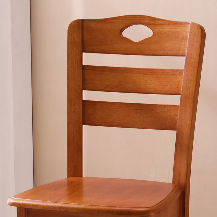 Modern Minimalist Square Rubberwood Dining Chair Backrest Armless For Living Room