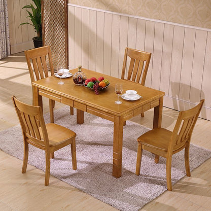 Modern Minimalist Square Rubberwood Dining Chair Backrest Armless For Living Room