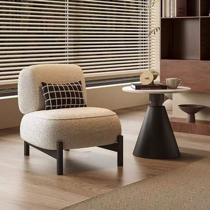 Contemporary Luxury L-Shape Sherpa Fabric Sponge Stainless Steel Pine Wood Single Person Sofa Backrest Armless for Living Room