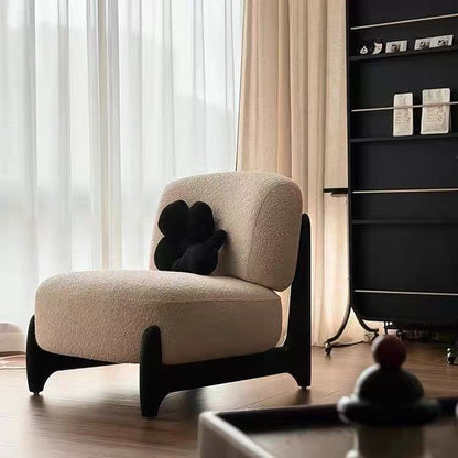 Contemporary Luxury L-Shape Sherpa Fabric Sponge Stainless Steel Pine Wood Single Person Sofa Backrest Armless for Living Room