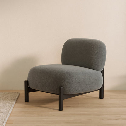 Contemporary Luxury L-Shape Sherpa Fabric Sponge Stainless Steel Pine Wood Single Person Sofa Backrest Armless for Living Room