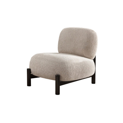 Contemporary Luxury L-Shape Sherpa Fabric Sponge Stainless Steel Pine Wood Single Person Sofa Backrest Armless for Living Room