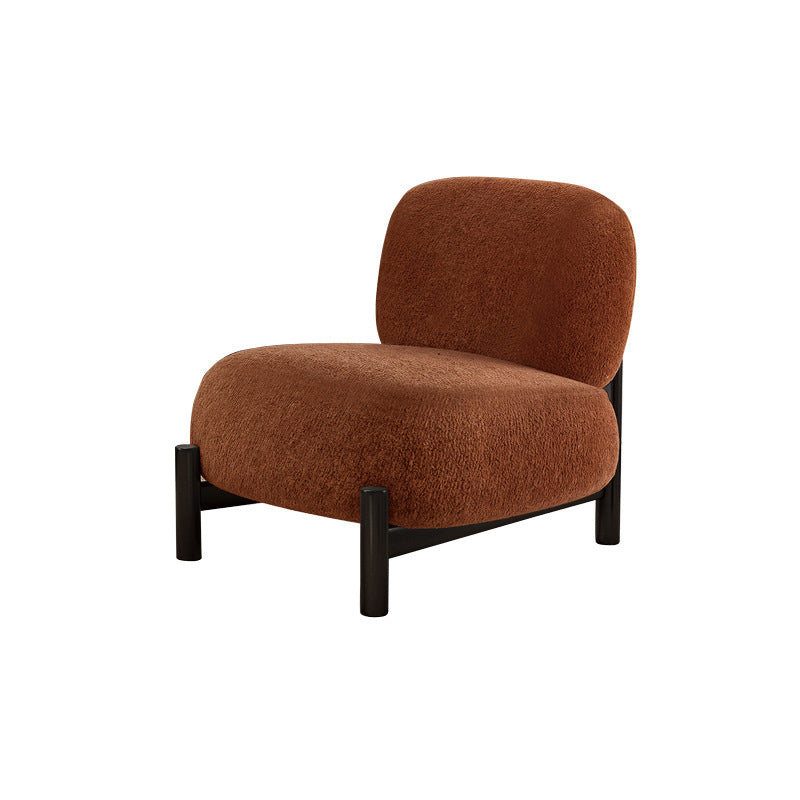 Contemporary Luxury L-Shape Sherpa Fabric Sponge Stainless Steel Pine Wood Single Person Sofa Backrest Armless for Living Room