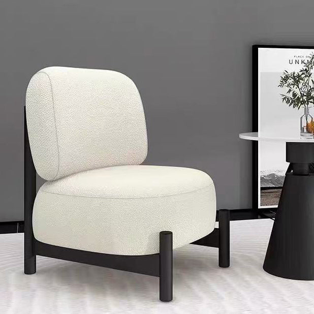 Contemporary Luxury L-Shape Sherpa Fabric Sponge Stainless Steel Pine Wood Single Person Sofa Backrest Armless for Living Room