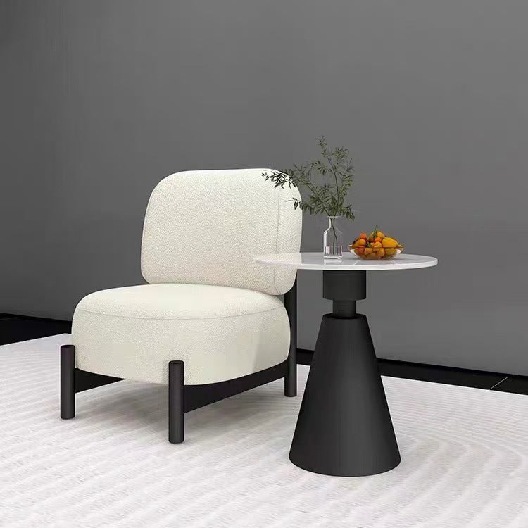 Contemporary Luxury L-Shape Sherpa Fabric Sponge Stainless Steel Pine Wood Single Person Sofa Backrest Armless for Living Room