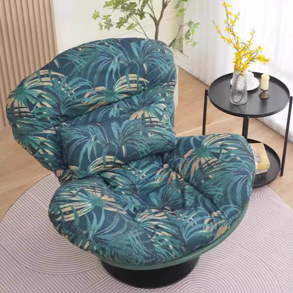 Contemporary Nordic Circular Arc Carbon Steel Cat Scratching Leather Techno Fabrics Plastic Pearly Velvet Cotton Lazy Sofa Backrest Armless Swivel  for Living Room