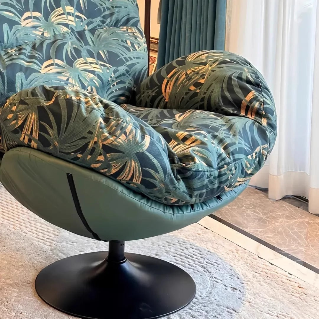Contemporary Nordic Circular Arc Carbon Steel Cat Scratching Leather Techno Fabrics Plastic Pearly Velvet Cotton Lazy Sofa Backrest Armless Swivel  for Living Room