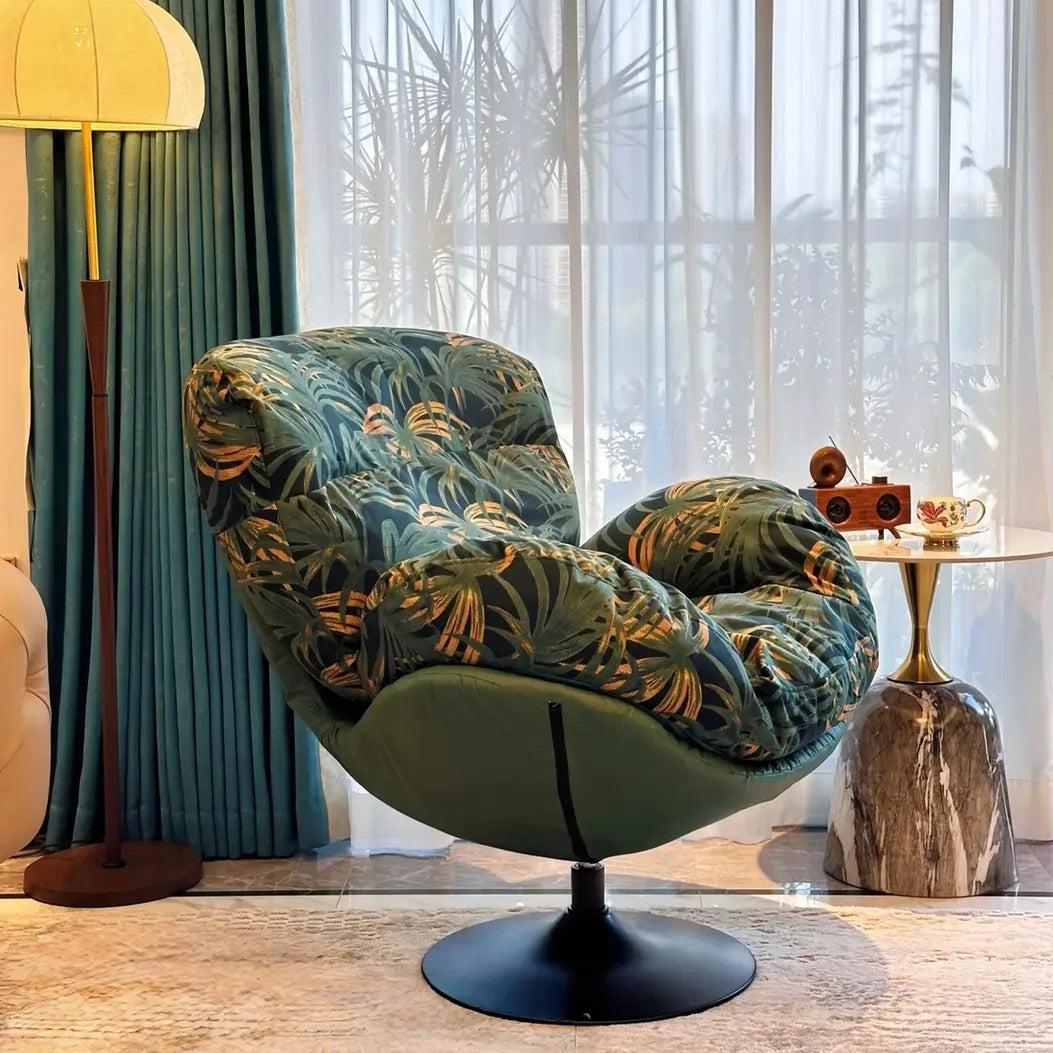 Contemporary Nordic Circular Arc Carbon Steel Cat Scratching Leather Techno Fabrics Plastic Pearly Velvet Cotton Lazy Sofa Backrest Armless Swivel  for Living Room