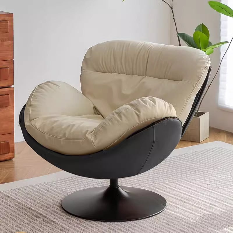 Contemporary Nordic Circular Arc Carbon Steel Cat Scratching Leather Techno Fabrics Plastic Pearly Velvet Cotton Lazy Sofa Backrest Armless Swivel  for Living Room