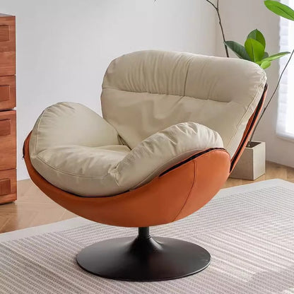 Contemporary Nordic Circular Arc Carbon Steel Cat Scratching Leather Techno Fabrics Plastic Pearly Velvet Cotton Lazy Sofa Backrest Armless Swivel  for Living Room