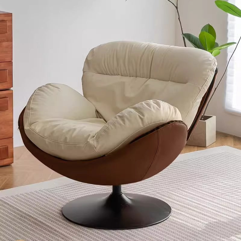 Contemporary Nordic Circular Arc Carbon Steel Cat Scratching Leather Techno Fabrics Plastic Pearly Velvet Cotton Lazy Sofa Backrest Armless Swivel  for Living Room