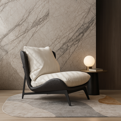Traditional Vintage L-Shape Velvet Faux Nappa Leather Cotton Carbon Steel Single Person Lazy Sofa Backrest Armless For Living Room
