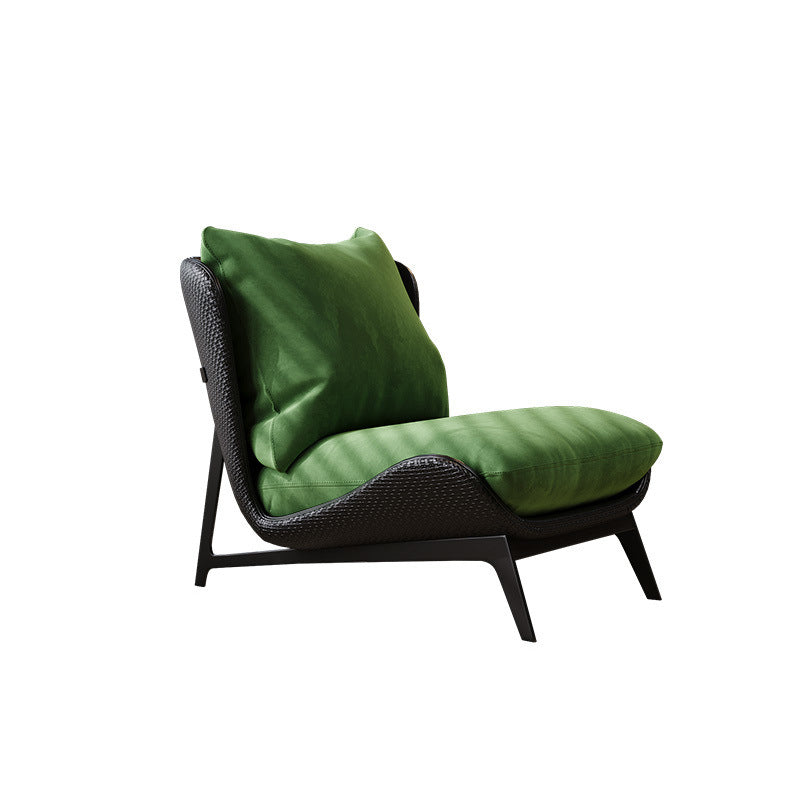 Traditional Vintage L-Shape Velvet Faux Nappa Leather Cotton Carbon Steel Single Person Lazy Sofa Backrest Armless For Living Room