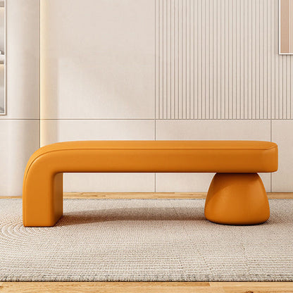 Contemporary Luxury Strip Solid Wood Plywood PU Leather Sponge Bench Armless Backless For Living Room