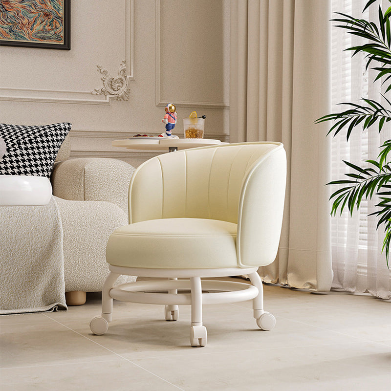 Modern Minimalist Round Iron PU Leather Sponge Movable Low Stool Backrest Armless For Living Room