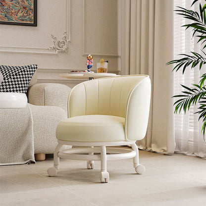 Modern Minimalist Round Iron PU Leather Sponge Movable Low Stool Backrest Armless For Living Room