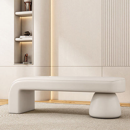 Contemporary Luxury Strip Solid Wood Plywood PU Leather Sponge Bench Armless Backless For Living Room