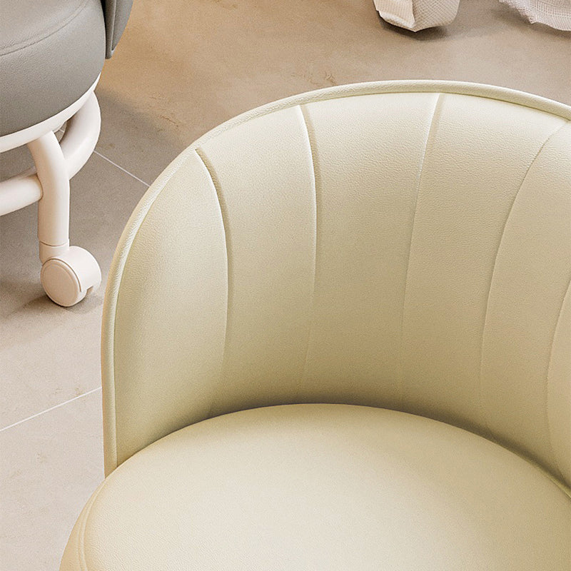 Modern Minimalist Round Iron PU Leather Sponge Movable Low Stool Backrest Armless For Living Room