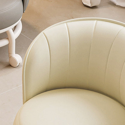 Modern Minimalist Round Iron PU Leather Sponge Movable Low Stool Backrest Armless For Living Room