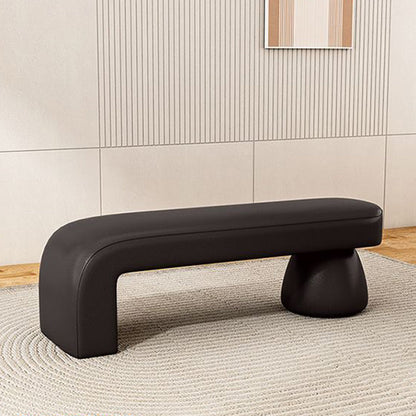 Contemporary Luxury Strip Solid Wood Plywood PU Leather Sponge Bench Armless Backless For Living Room