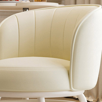 Modern Minimalist Round Iron PU Leather Sponge Movable Low Stool Backrest Armless For Living Room