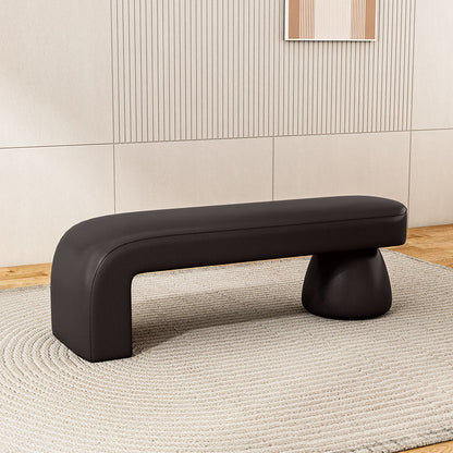 Contemporary Luxury Strip Solid Wood Plywood PU Leather Sponge Bench Armless Backless For Living Room
