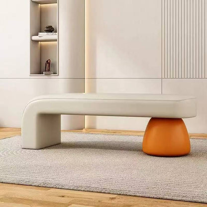 Contemporary Luxury Strip Solid Wood Plywood PU Leather Sponge Bench Armless Backless For Living Room