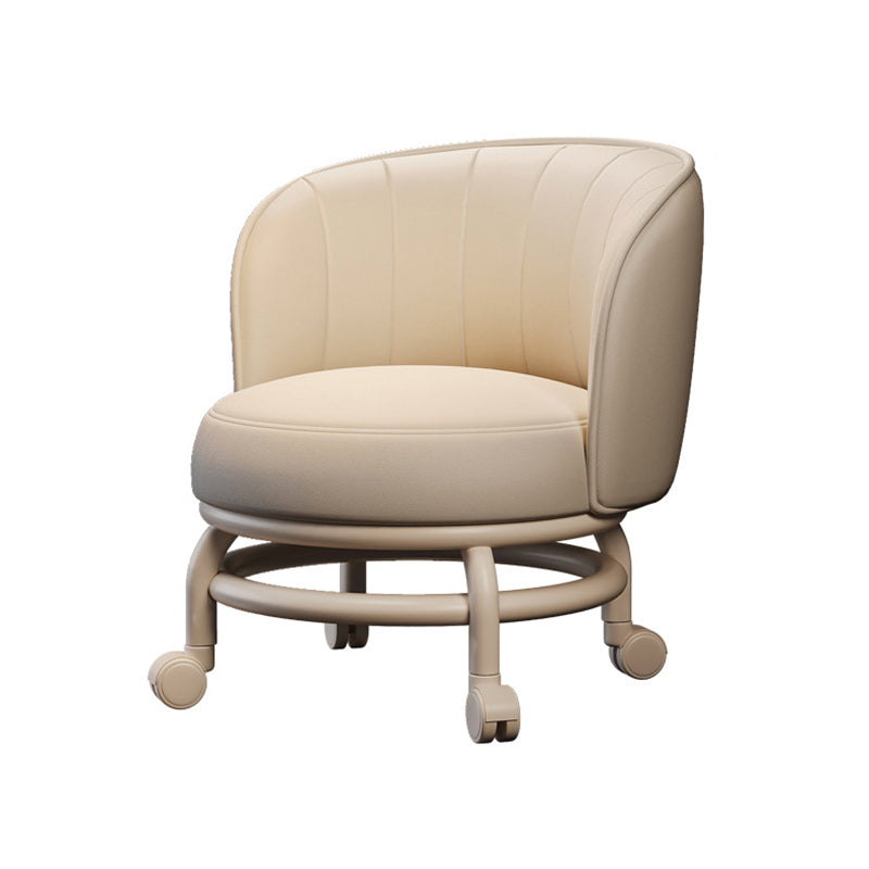 Modern Minimalist Round Iron PU Leather Sponge Movable Low Stool Backrest Armless For Living Room