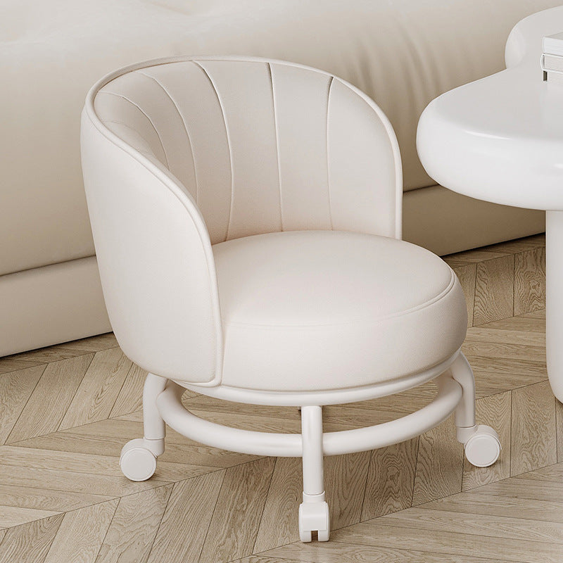 Modern Minimalist Round Iron PU Leather Sponge Movable Low Stool Backrest Armless For Living Room