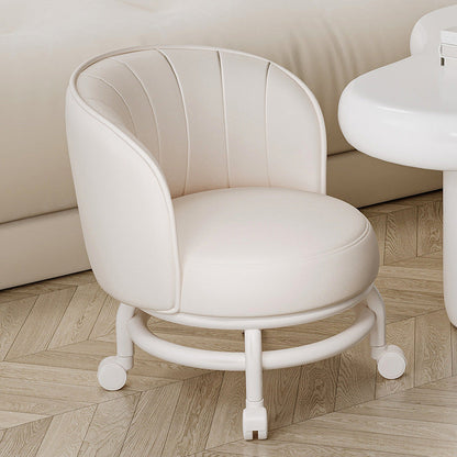 Modern Minimalist Round Iron PU Leather Sponge Movable Low Stool Backrest Armless For Living Room