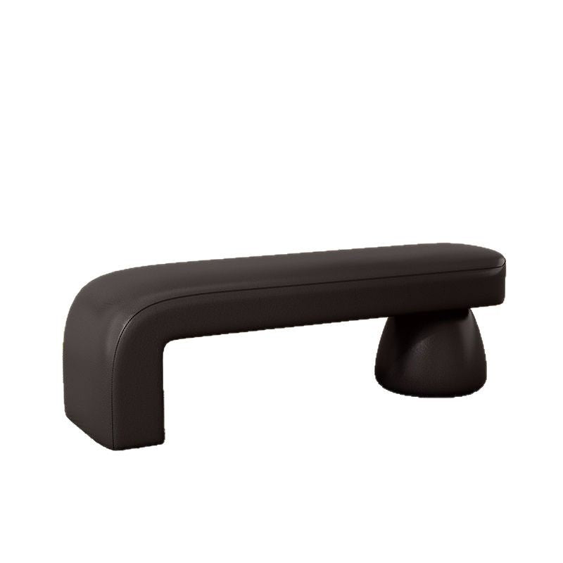 Contemporary Luxury Strip Solid Wood Plywood PU Leather Sponge Bench Armless Backless For Living Room