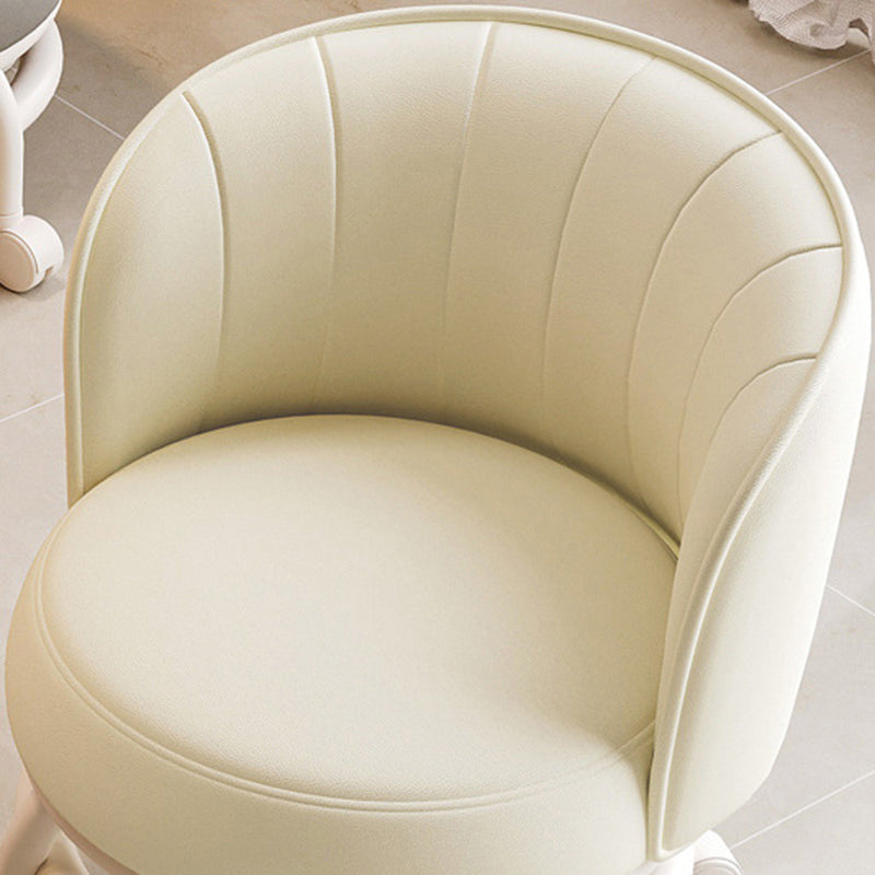 Modern Minimalist Round Iron PU Leather Sponge Movable Low Stool Backrest Armless For Living Room