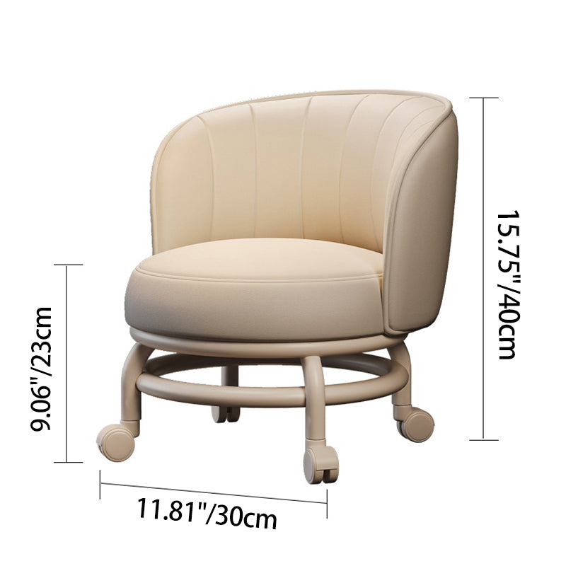 Modern Minimalist Round Iron PU Leather Sponge Movable Low Stool Backrest Armless For Living Room