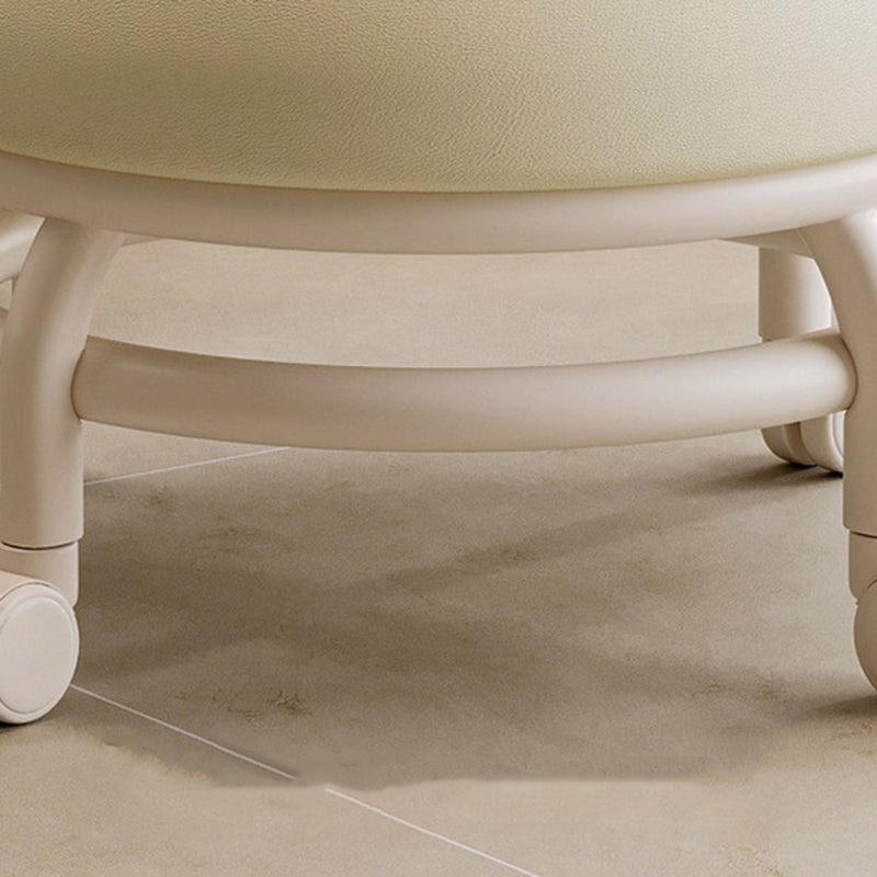 Modern Minimalist Round Iron PU Leather Sponge Movable Low Stool Backrest Armless For Living Room