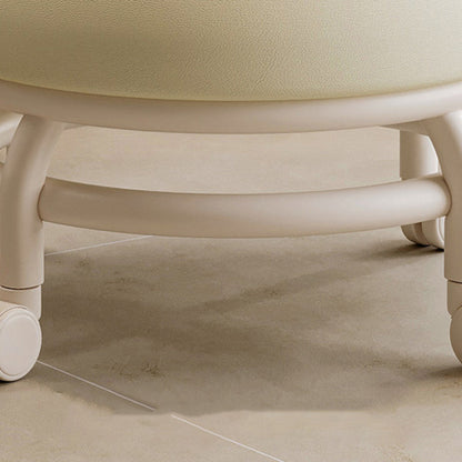 Modern Minimalist Round Iron PU Leather Sponge Movable Low Stool Backrest Armless For Living Room