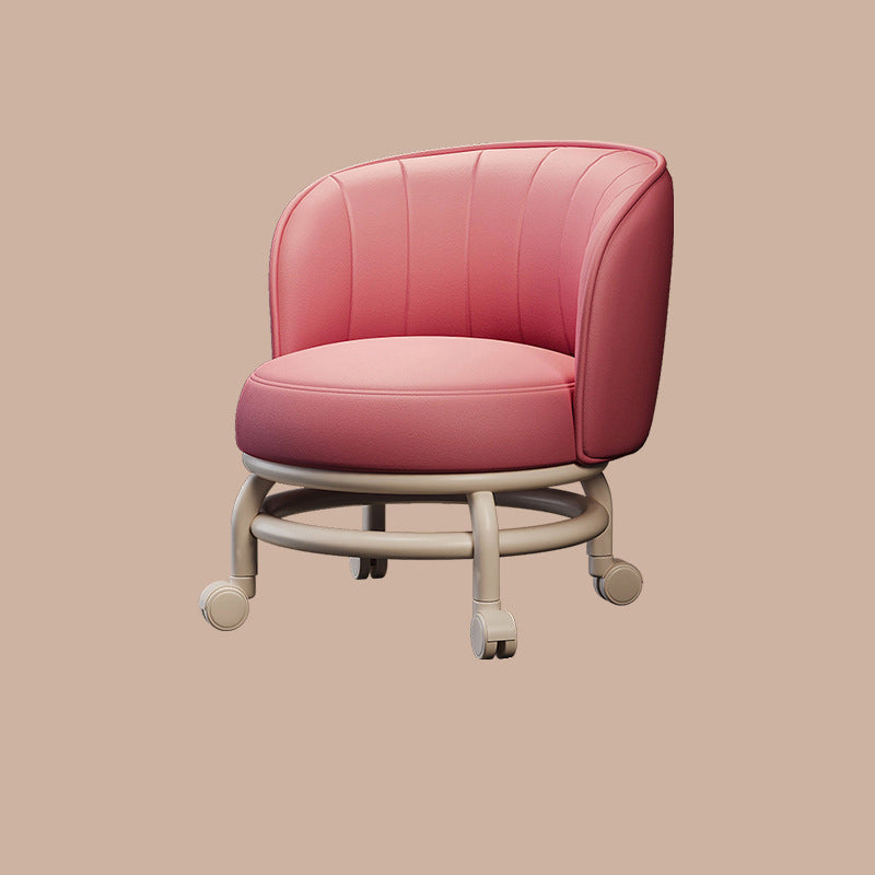 Modern Minimalist Round Iron PU Leather Sponge Movable Low Stool Backrest Armless For Living Room